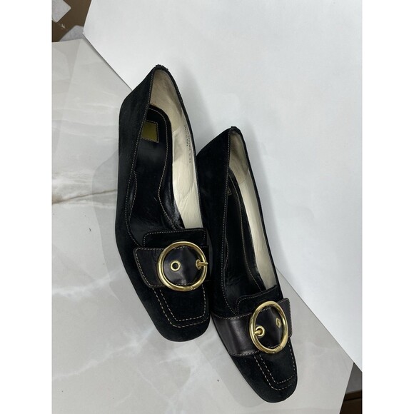 Coach Margaret Suede Leather Wedges Mid Heel 2” Pump Shoe 9.5 D Italy - Picture 3 of 9